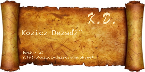 Kozicz Dezső névjegykártya