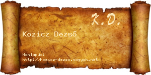 Kozicz Dezső névjegykártya