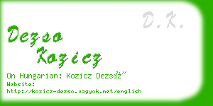 dezso kozicz business card